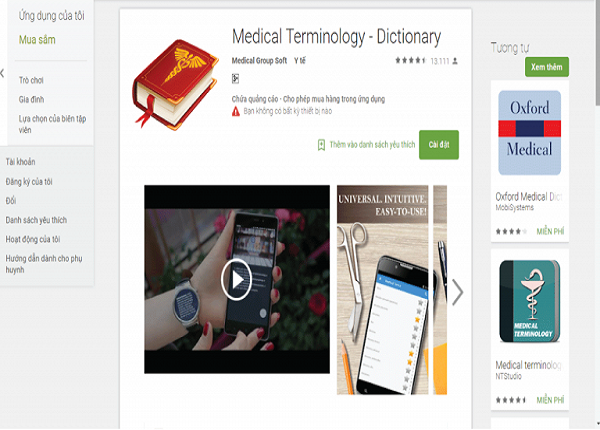 Ứng dụng tra từ điển tiếng Anh - Medical Terminology - Dictionary