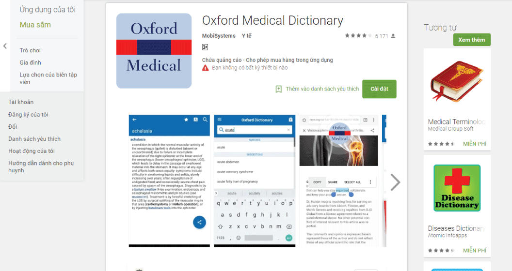 Ứng dụng tra từ điển tiếng Anh - Oxford Medical Dictionary