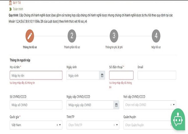 Hệ thống sẽ chuyển sang trang “Thông tin hồ sơ”