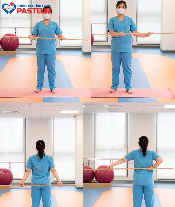 Bài tập với gậy điều trị viêm khớp vai