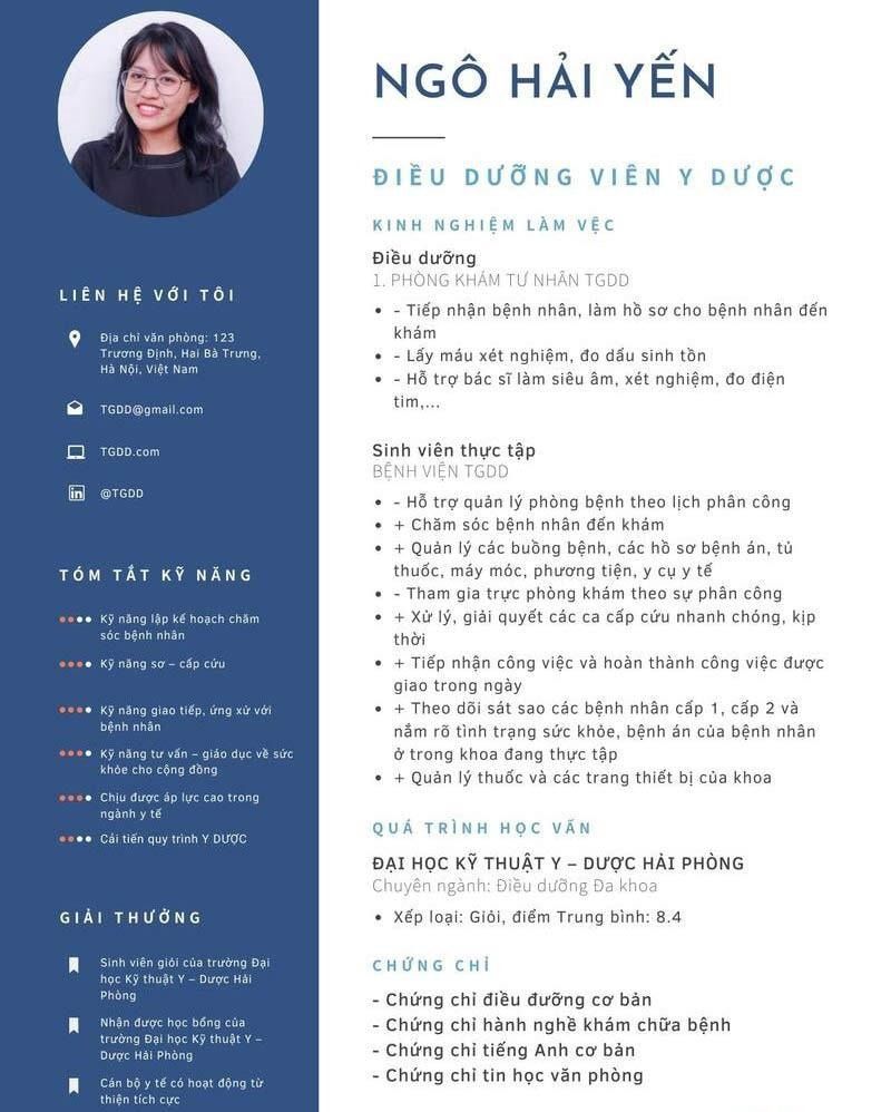 Mẫu CV xin việc ngành Y Dược
