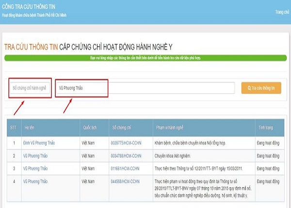 Tra cứu chứng chỉ hành nghề Dược​